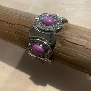 Silver and Purple Women's Bracelet